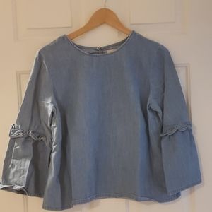 GAP 1969 Chambray ruffle sleeves top Sz XL